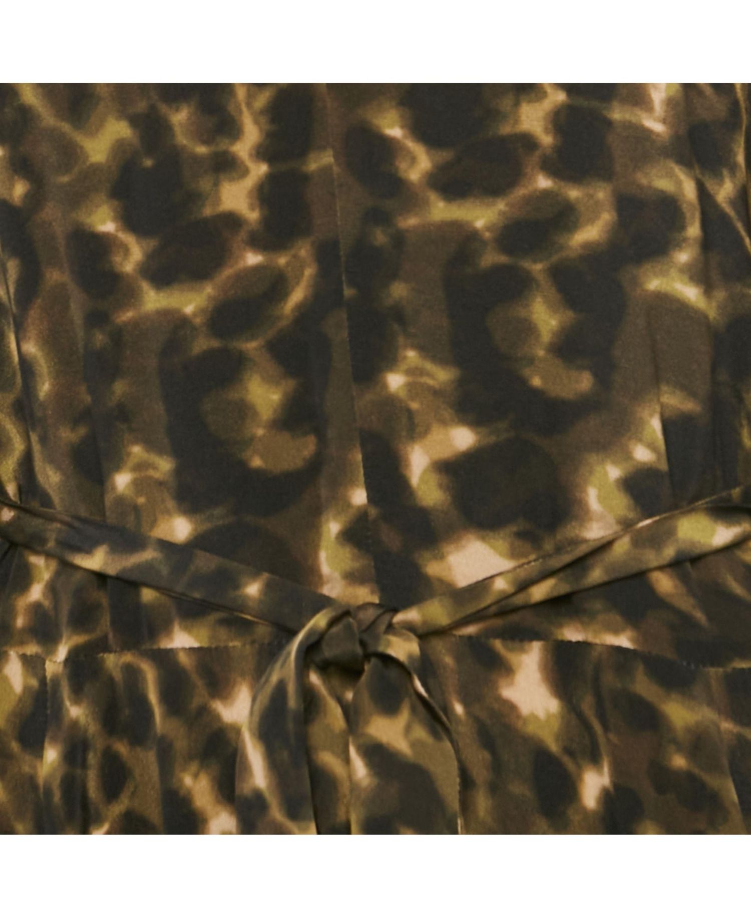 Women's Green Abstract Print Silk Flare Dress
