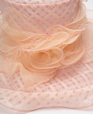 Textured Organza Rosette Wide Brim Hat
