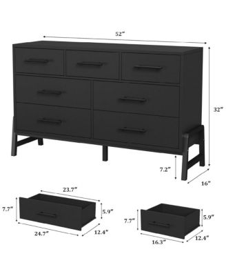7 Dresser for Bedroom, Freestanding 52 in Wide Drawer Dresser with Storage, Wooden Closet Storage Chest for Living Room