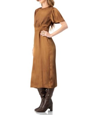 Women's Short Sleeve Satin Midi Dress