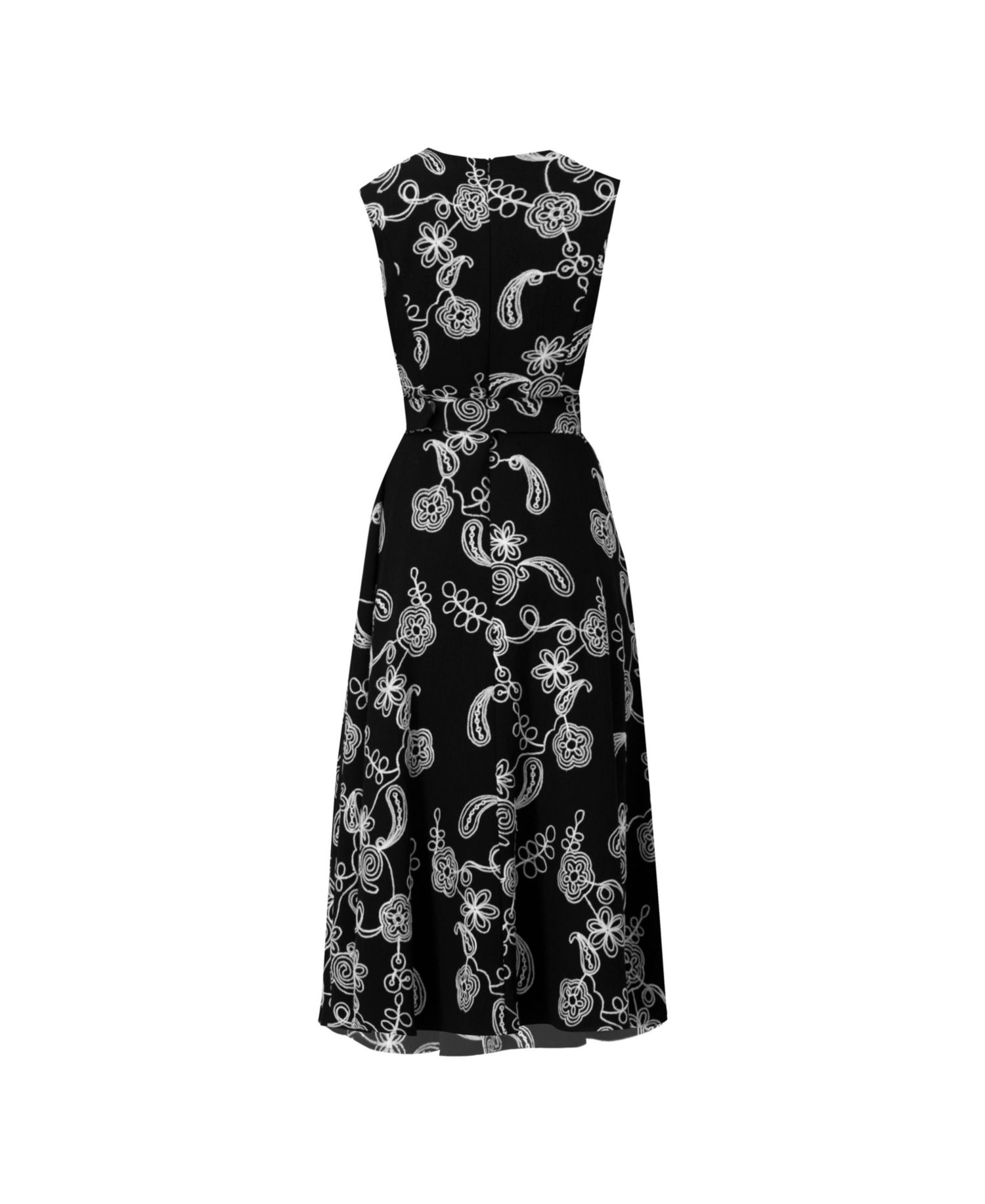 Women's Embroidered Belted Midi Dress