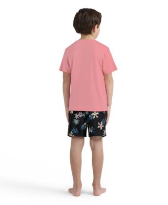 Boys' 4-7 Tropical Floral Swim T-Shirt and Shorts, 2-Piece Set