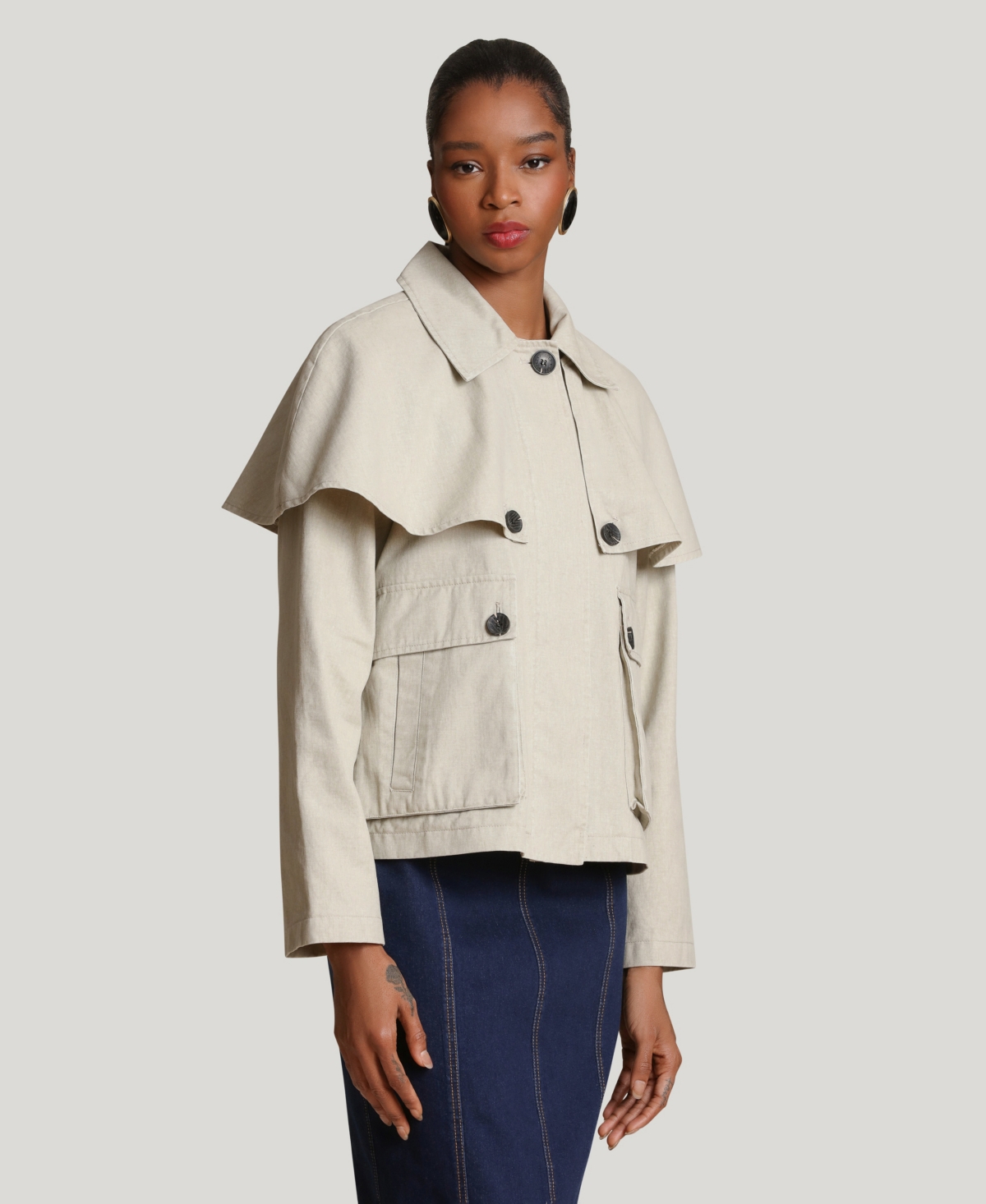 Avec Les Filles Women's Cropped Cape Jacket
