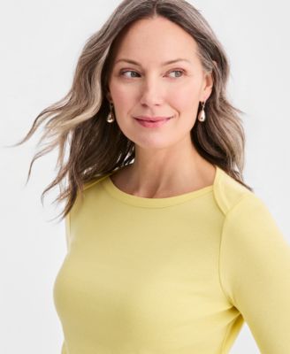 Women's Pima Cotton 3/4-Sleeve Boat-Neck Top