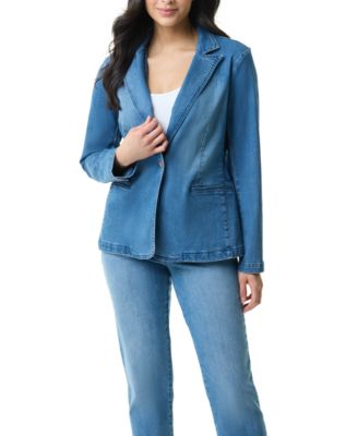 Women's Denim One-Button Blazer