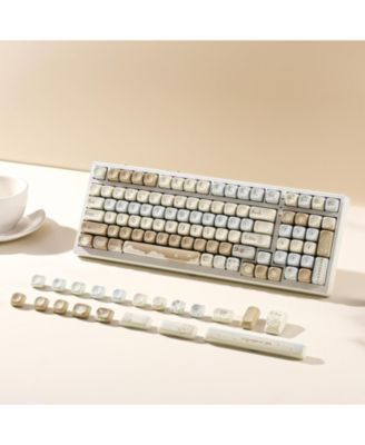 132 Keys MOA Keycaps, Dye-Sublimation PBT Custom Keycap Set, Cute Bear Customized Pattern Keycaps for MX Switches Mechanical Gaming Keyboard