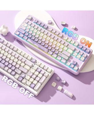 132 Keys MOA Keycaps, Dye-Sublimation PBT Custom Keycap Set, Cute Bear Customized Pattern Keycaps for MX Switches Mechanical Gaming Keyboard