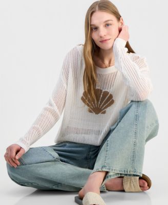 Juniors' Icon Open-Knit Sweater