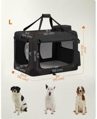 Foldable Soft Dog Crate, Portable Carrier with Steel Frame, Mesh Windows, Storage Pockets