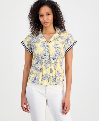 Women's Cotton Toile Button-Front Blouse