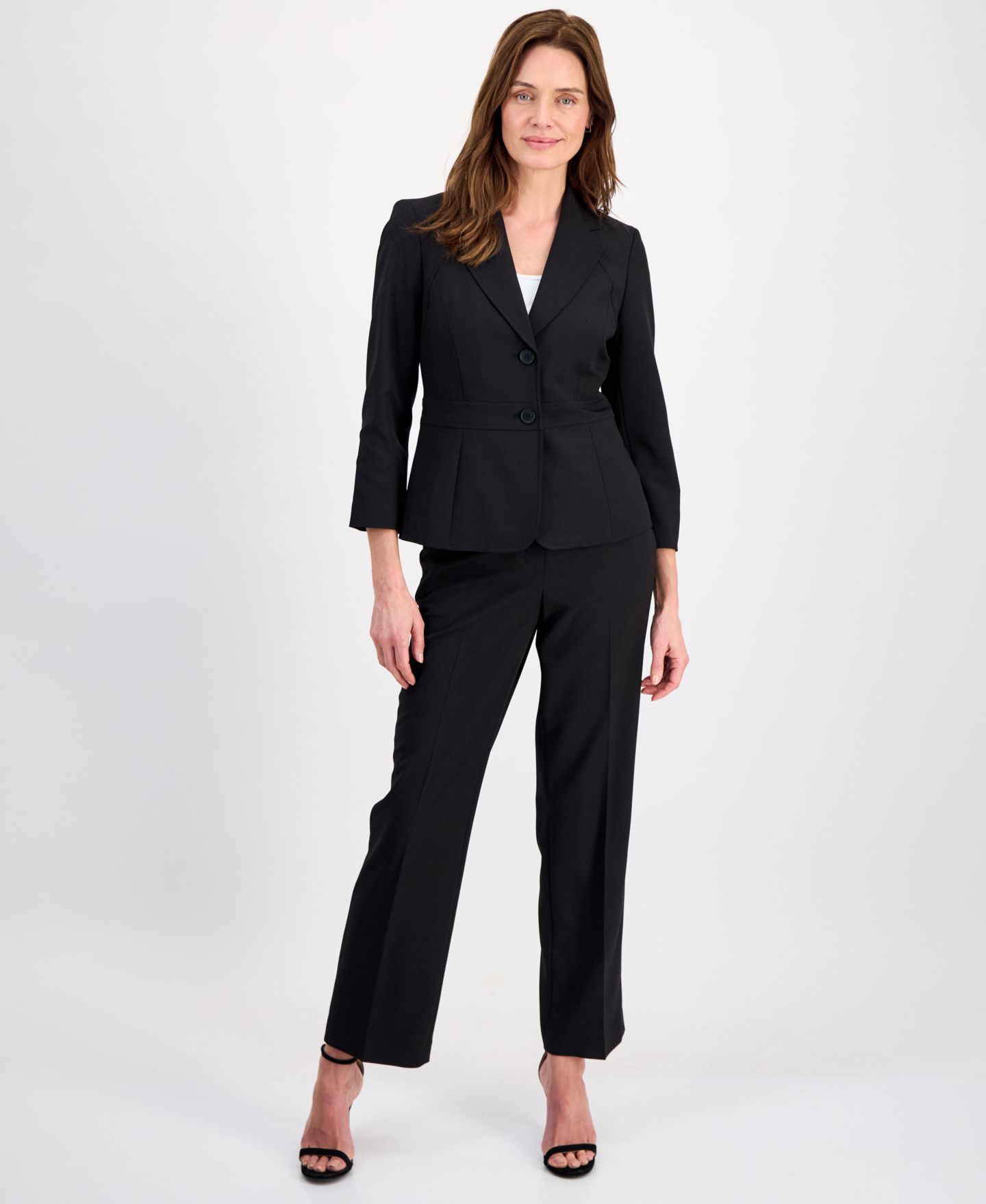 Женский брючный костюм Le Suit из двух предметов с двумя пуговицами, цвет: Чёрный — фото 1