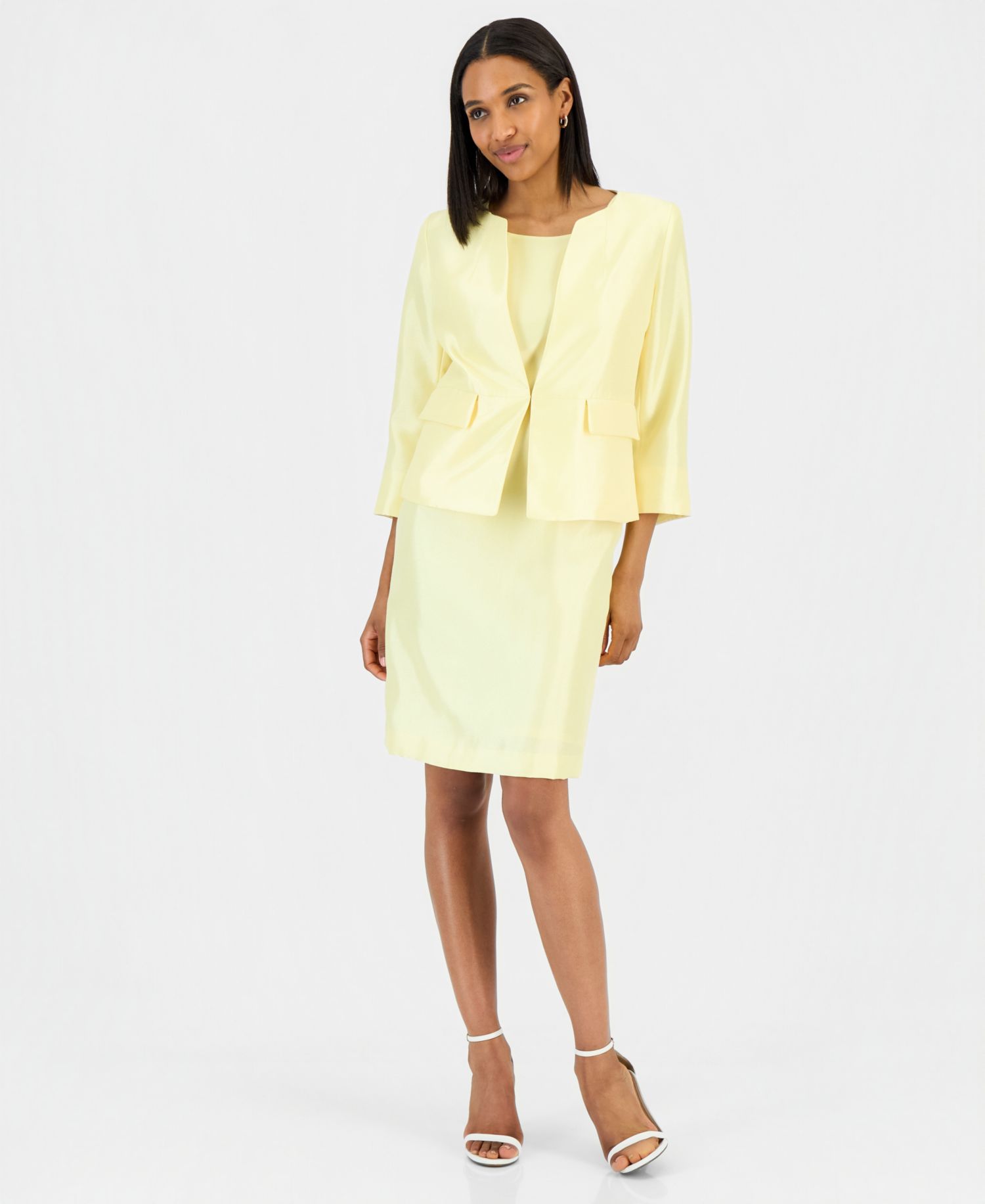 Women's Open-Front Jacket & Sleeveless Sheath Dress
