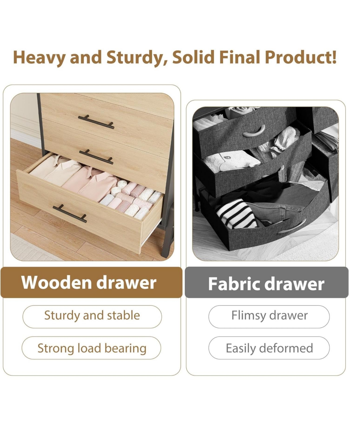 gaomon 38.6" Tall 4-Drawer Freestanding Dresser, Wooden Storage Chest for Bedroom, Entryway & Living Room, Natural Oak