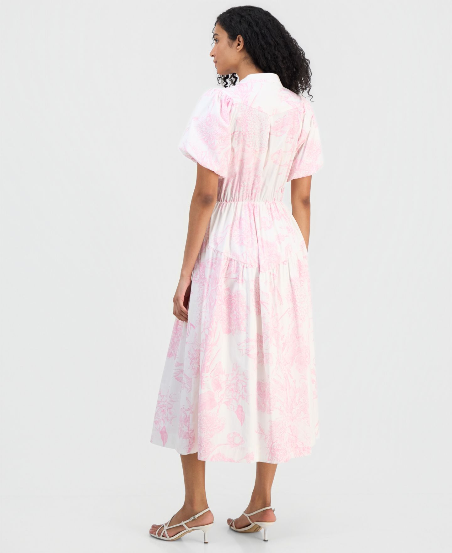 Женское платье T Tahari Puffed-Sleeve Shirtdress, цвет: Розовый — фото 5