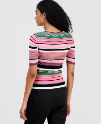 Women's V-Neck Elbow-Sleeve Top