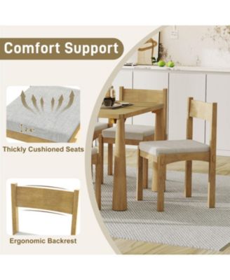 Retro 7-Piece Dining Set for 6 with Upholstered Chairs (Natural Wood