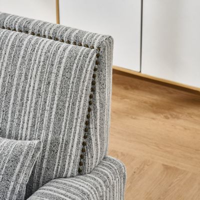 Modern Striped Accent Chair with Nailhead Trim