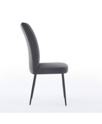 Dark Grey Velvet Dining Chairs - Set of 2, Adjustable Feet