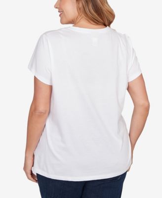 Plus Size Embellished Postcard Graphic T-Shirt
