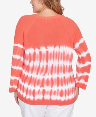 Plus Size Tie Dye Cotton Raglan Sweater