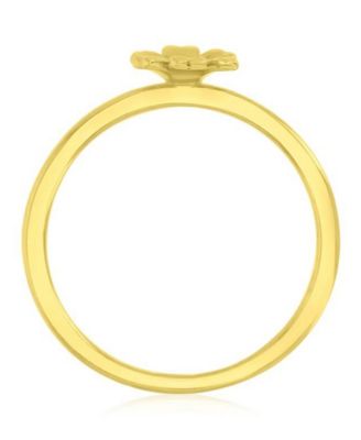 Diamond (0.01 ct. t.w.) & Imitation Pearl Stackable Ring in 14k Yellow Gold Over Sterling Silver