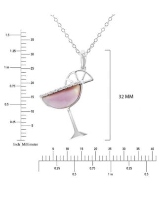 Imitation Pearl and Diamond (0.018 ct. t.w.) Martini Glass Necklace