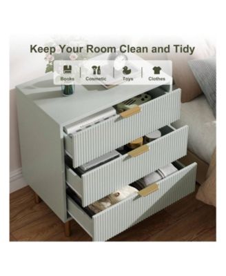 3-Drawer Wood Dresser Chest, Large Modern Nightstand Storage Organizer for Bedroom Clothes