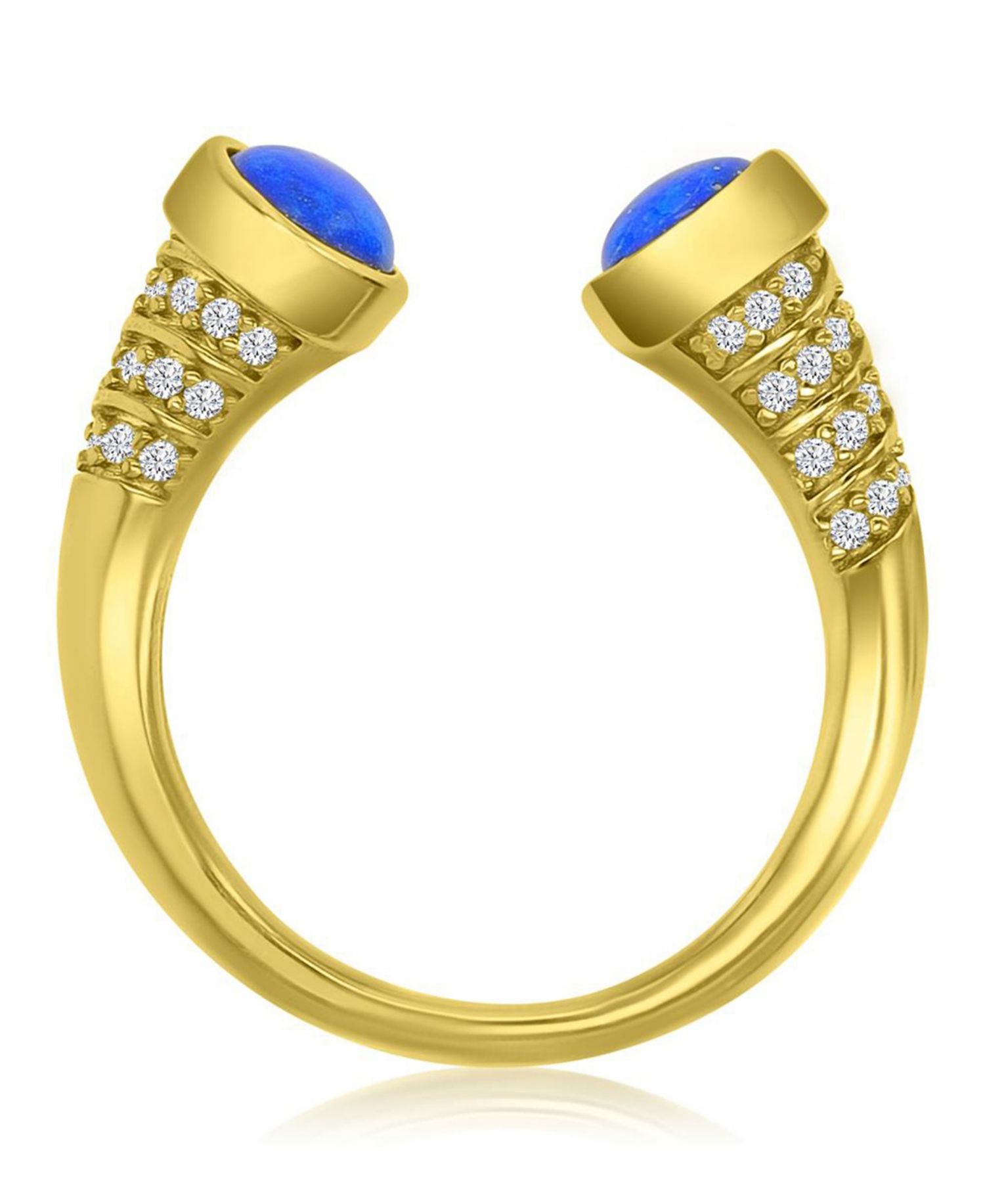 Lapis (1 ct. t.w.) and Cubic Zirconia Ring in 14k Yellow Gold Over Sterling Silver