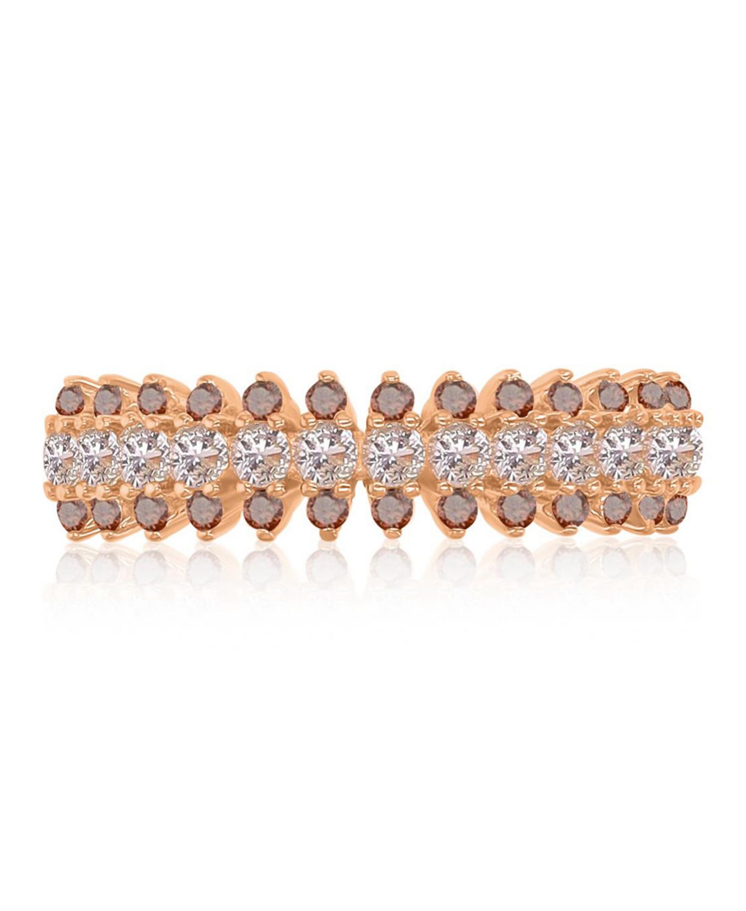 Coffee Cubic Zirconia (0.52 ct. t.w.) and Morganite (0.65 ct. t.w.) Spike Ring in 14k Rose Gold Over Sterling Silver