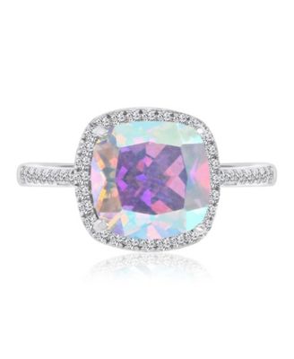 Aurora Borealis (9 ct. t.w.) & Cubic Zirconia (9.004 ct. t.w.) Halo Engagement Ring