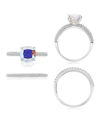Aurora Borealis (4.85 ct. t.w.) & Cubic Zirconia (4.85 ct. t.w.) Wedding Duo Ring