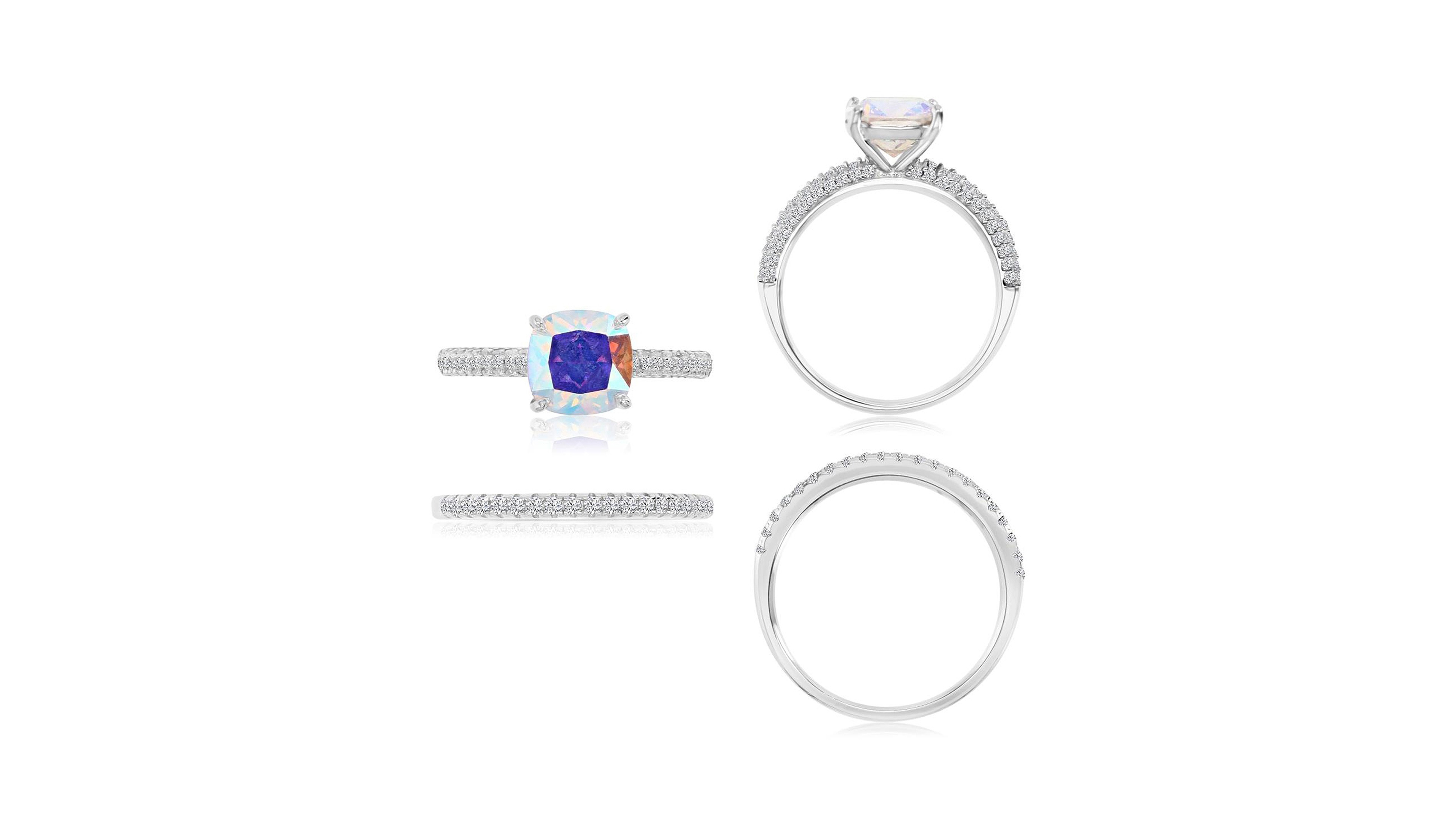 Macy's Aurora Borealis (4.85 ct. t.w.) & Cubic Zirconia Wedding Duo Ring