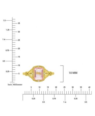 Diamond (0.017 ct. t.w.) & Morganite (1.55 ct. t.w.) Quartz Ring in 10k Yellow Gold