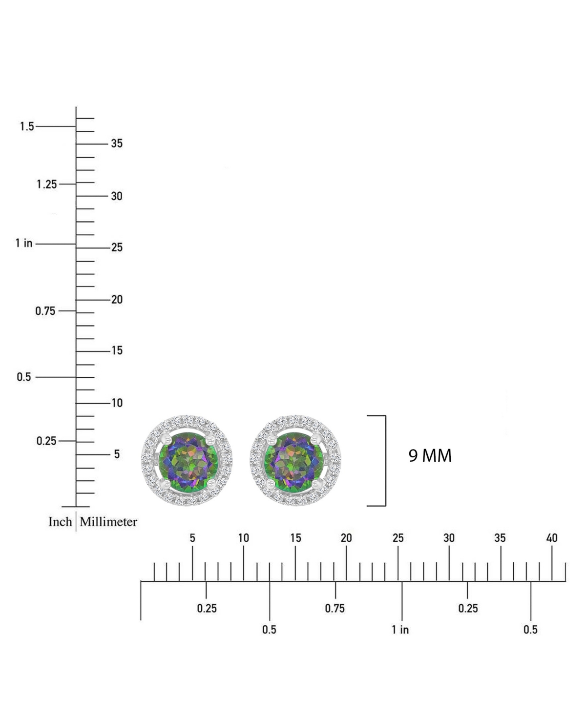 Macy's Diamond (0.21 ct. t.w.) and Mystic Green Stud Earrings