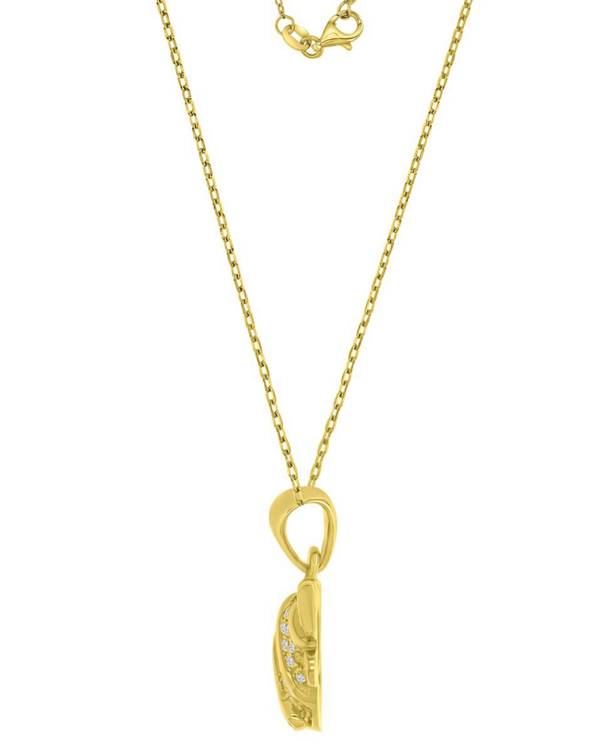 Macy's White Diamond (0.1 ct. t.w.) Fish Necklace in 10k Yellow Gold