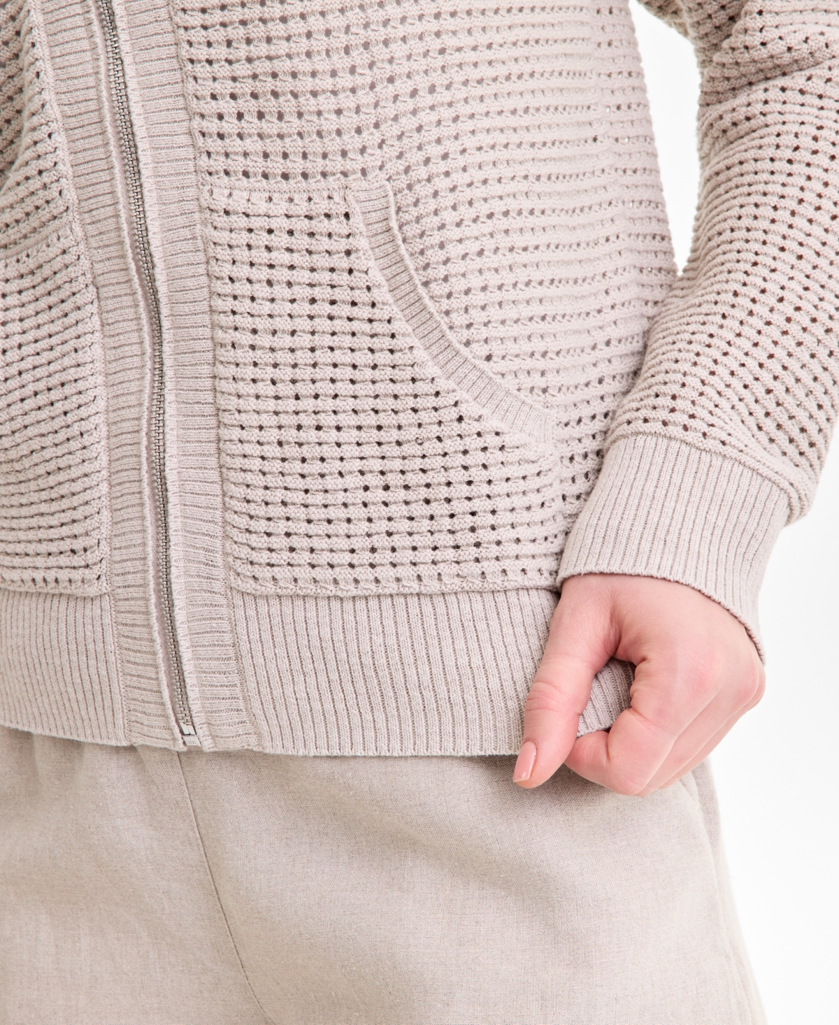 Charter Club Women's Linen Blend Zip Bomber Cardigan Sweater, Macy's Exclusive