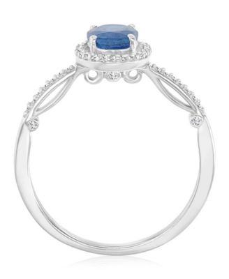 Sapphire (1 ct. t.w.) & Diamond (0.138 ct. t.w.) Halo Ring in 14k White Gold