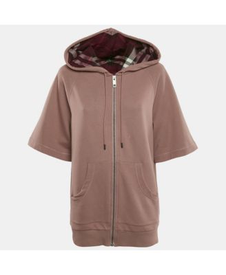 Women's Pink Cotton Hooded Zip-Up Oversized Jacket