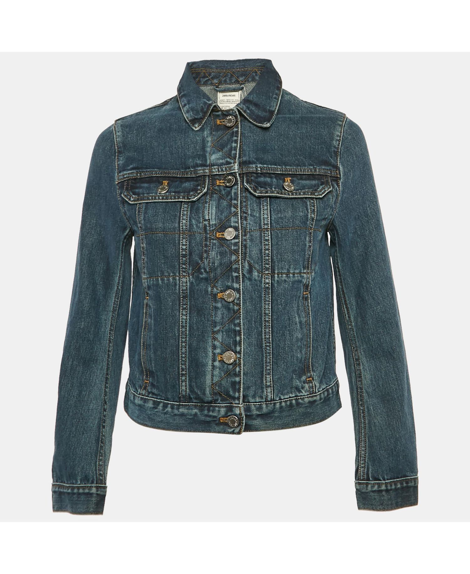 Women's Pre-Owned Zadig and Voltaire Blue Denim Button Front Kioky Art Jacket
