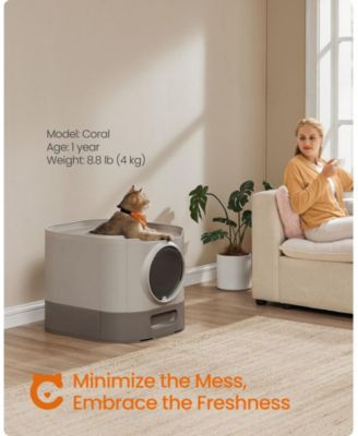 XL Enclosed Cat Litter Box with Slide-Out Tray, Grate Top, Leak-Resistant Design, Adjustable Door