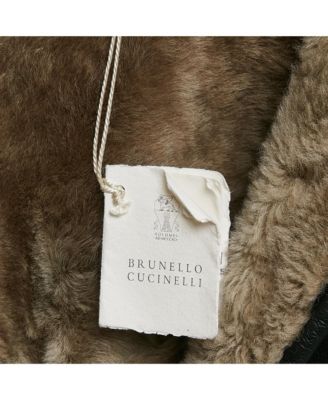 Women's Black Leather Shearling Trimmed Zip-Up Jacket