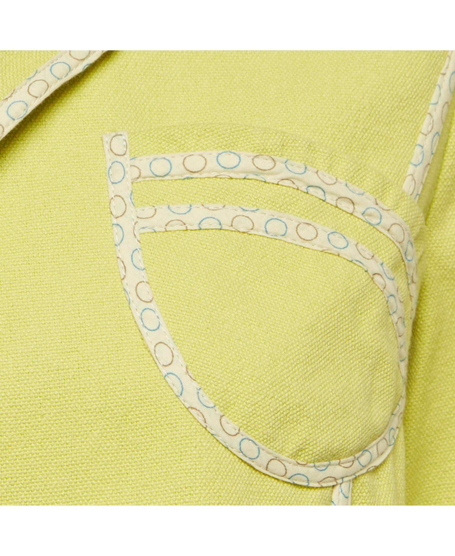 Women's Green Canvas Contrast Trimmed Open Front Jacket