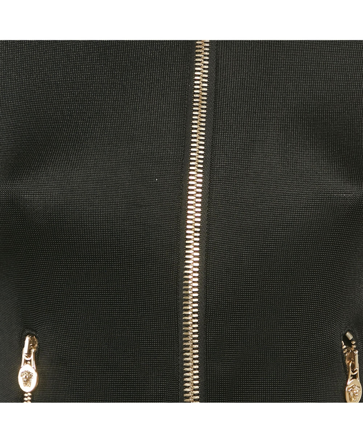 Pre-Owned Versace Women's Black Stretch Knit Medusa Hardware Detail Cropped Jacket