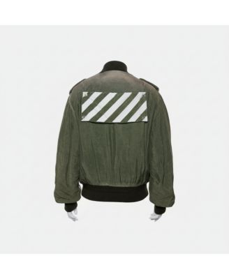 Women's Green Cupro Washed Out Effect Zipper Front Bomber Jacket