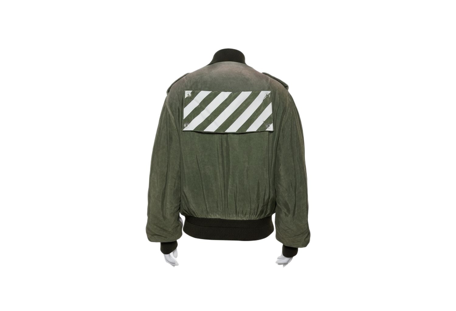 Women's Green Cupro Washed Out Effect Zipper Front Bomber Jacket