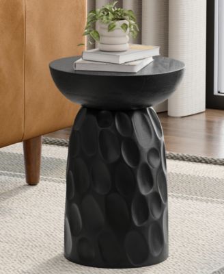 Boyd 13" Mango Wood Solid V-Chisel Accent Table