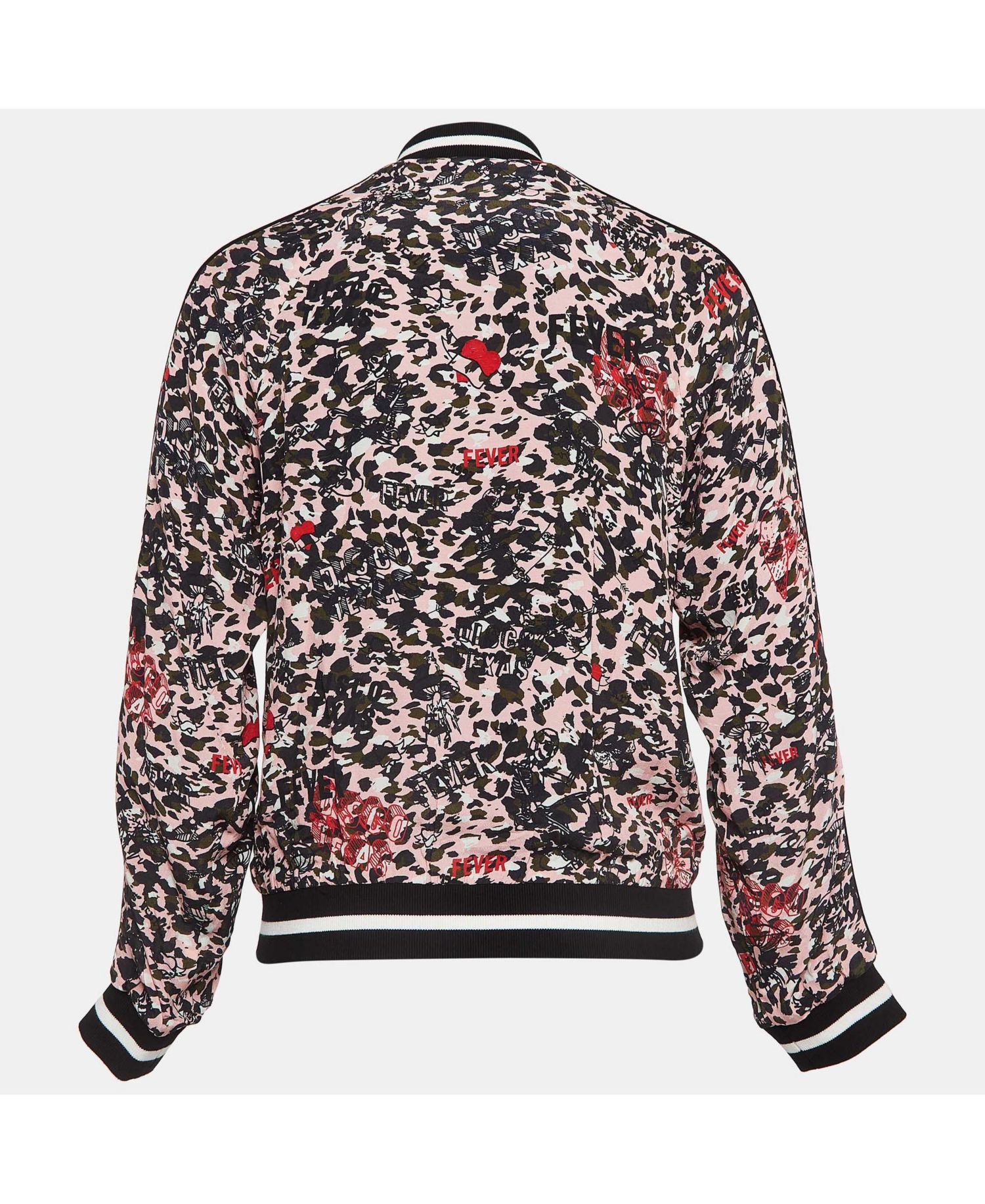 Women's Pre-Owned Zadig and Voltaire Pink/black Printed Crepe Reversible Billy Leo Jacket