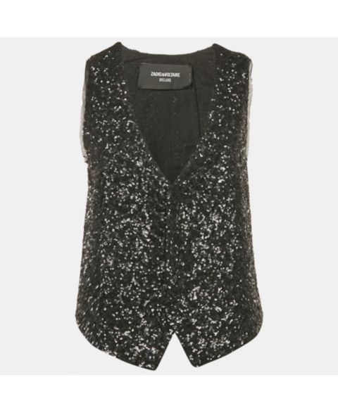 Женские куртки Pre-Owned Zadig & Voltaire Women's Pre-Owned Zadig and Voltaire Black Sequin Button Front Emilie Coat