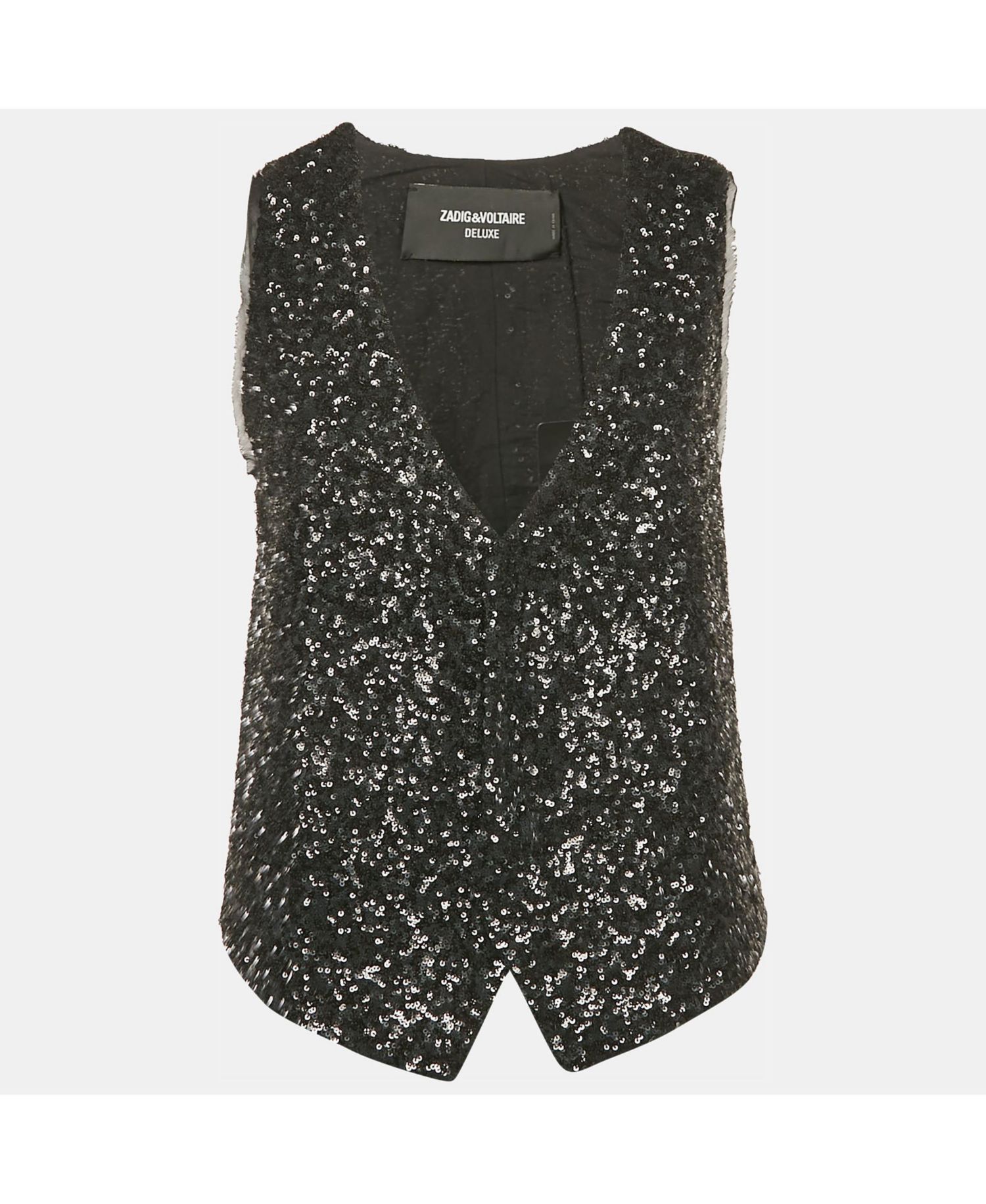 Women's Pre-Owned Zadig and Voltaire Black Sequin Button Front Emilie Coat