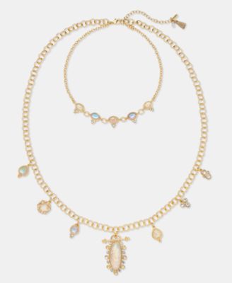 Two-Row Stone Pendant Necklace